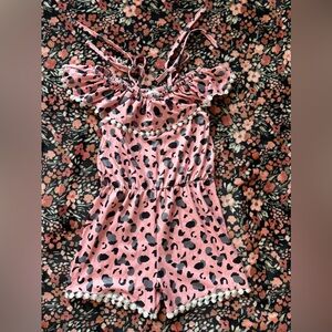 Pink Leopard Print Kids Romper